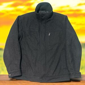 London Fog Men’s Large Black Wool Blend Winter Coat Zip Front Warm Jacket